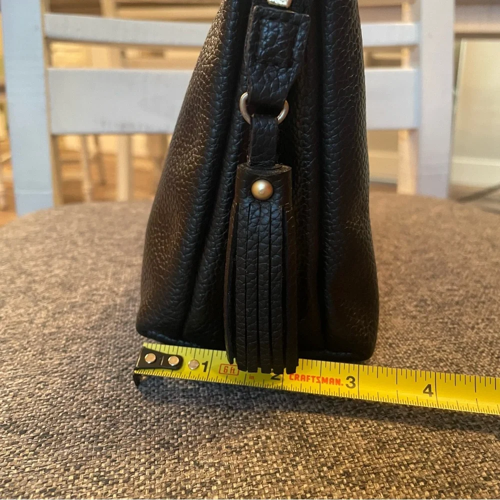 Freshly Picked Black Classic Zipper Pouch w/ Polished Gold and a tassel charm